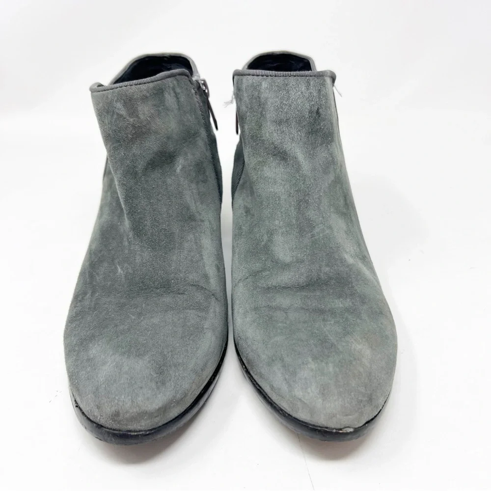 SAM EDELMAN GRAY SUEDE LOW TOP SIDE ZIP PETTY BOOTIES BOOTS WOMENS SZ 9
